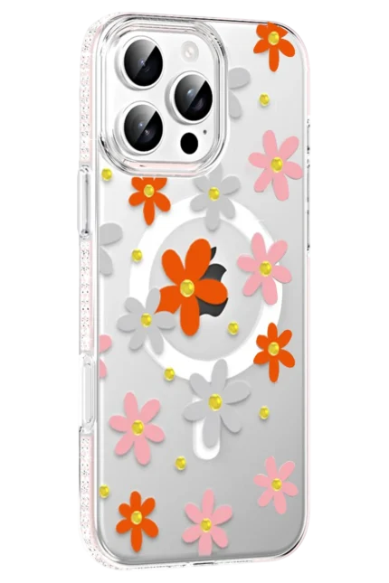 Joko Apple iPhone 16 Pro Max Floral Magsafe Kapak - Turuncu