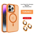 Joko Apple iPhone 14 Pro Max Kılıf Flet Lens Magsafe Kapak - Turuncu