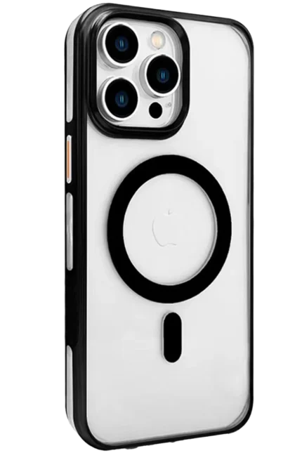 Joko Apple iPhone 15 Pro Gleam PC Sert Magsafe Kılıf - Şeffaf-Siyah