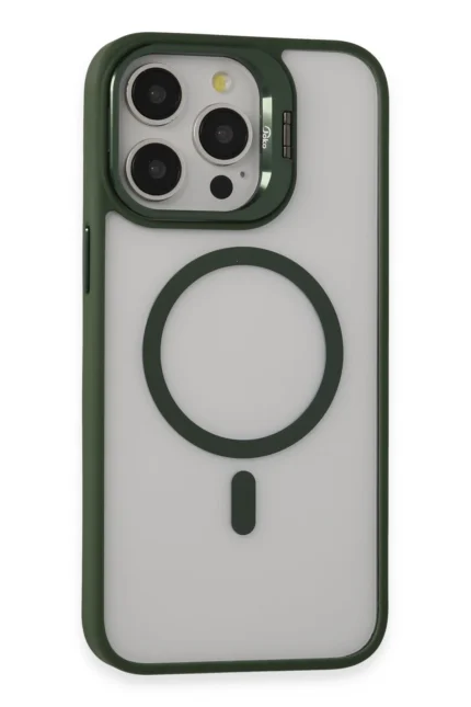 Joko Apple iPhone 15 Pro Kılıf Roblox Lens Magsafe Standlı Kapak - Koyu Yeşil