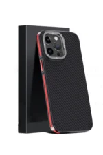 Joko Apple iPhone 15 Pro Max Kılıf Aramid 600D Kevlar Karbon Fiber Magsafe Kapak - Kırmızı - Görsel 2