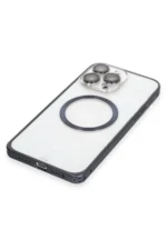 Joko Apple iPhone 15 Pro Max Kılıf Metal Bumper Magneticsafe Kapak - Lacivert - Görsel 5