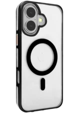 Joko Apple iPhone 16 Gleam PC Sert Magsafe Kılıf - Şeffaf-Siyah