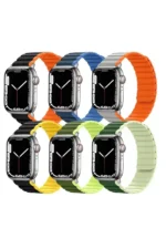 Movenchy Apple Watch 42mm MO-WB1 Çift Renk Mıknatıslı Silikon Kordon - Gri-Turuncu - Görsel 3