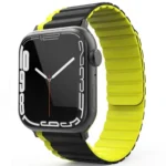 Movenchy Apple Watch 42mm MO-WB1 Çift Renk Mıknatıslı Silikon Kordon - Siyah-Sarı