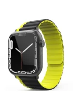 Movenchy Apple Watch 42mm MO-WB1 Çift Renk Mıknatıslı Silikon Kordon - Siyah-Sarı