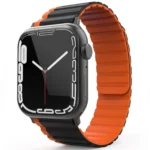 Movenchy Apple Watch 42mm MO-WB1 Çift Renk Mıknatıslı Silikon Kordon - Siyah-Turuncu