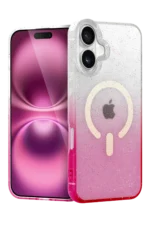Uray store Apple iPhone 16 Pummel Shiny Magsafe Kapak - Pembe
