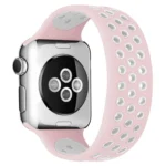 Uray store Apple Watch 38mm Ayarlı Delikli Silikon Kordon - Pembe-Beyaz