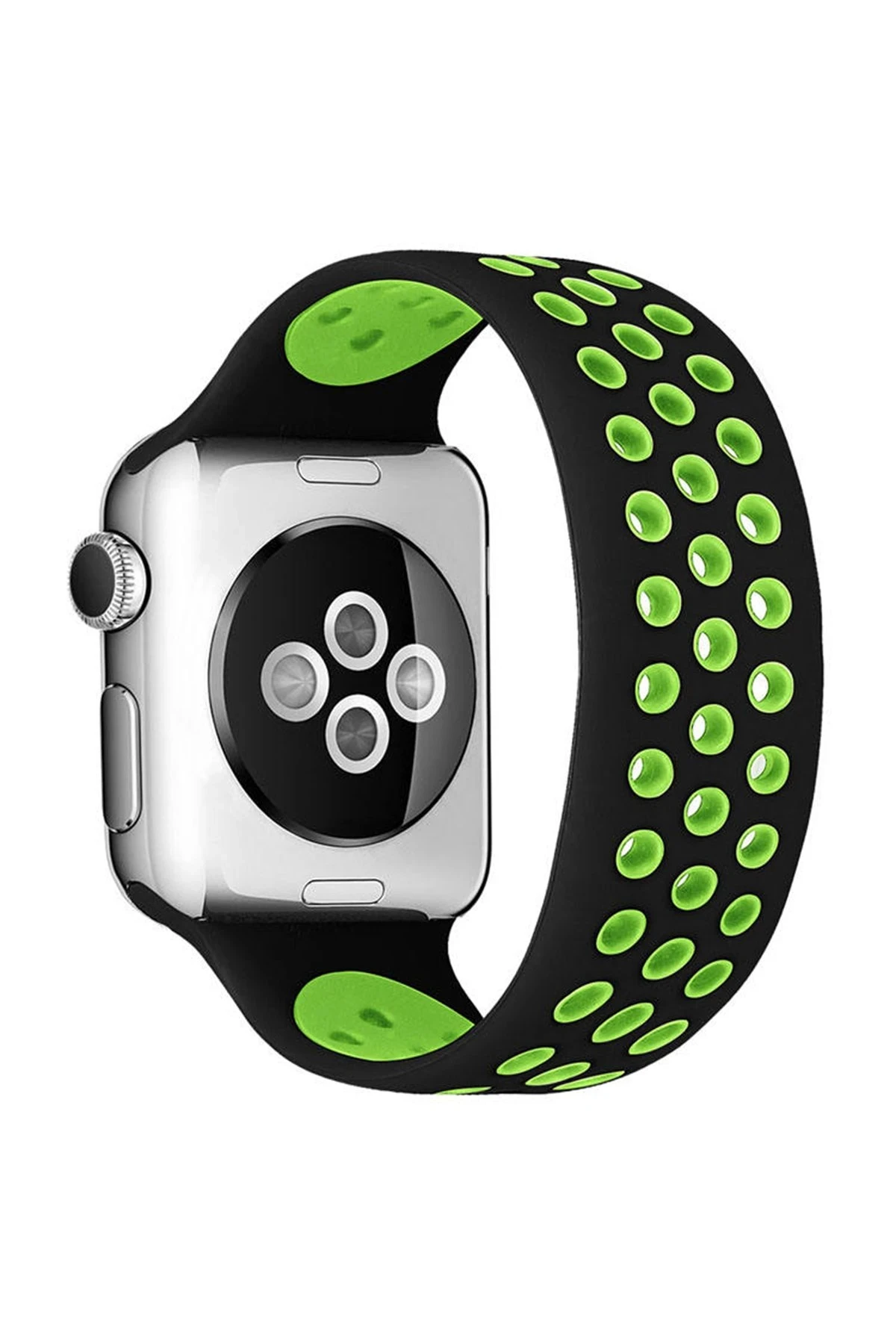 newface-apple-watch-38mm-ayarli-delikli-silikon-kordon-siyah-yesil-default Uray store Apple Watch 38mm Ayarlı Delikli Silikon Kordon - Siyah-Yeşil - Görsel 1