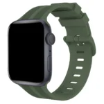 Uray store Apple Watch 38mm KR408 Çizgili Silikon Kordon - Koyu Yeşil