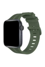 Uray store Apple Watch 38mm KR408 Çizgili Silikon Kordon - Koyu Yeşil