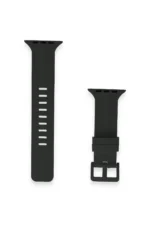 Uray store Apple Watch 38mm KR408 Çizgili Silikon Kordon - Siyah - Görsel 2