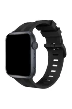 Uray store Apple Watch 38mm KR408 Çizgili Silikon Kordon - Siyah