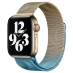 Uray store Apple Watch 38mm Metal Mıknatıslı Kordon - Metalik Gold-Mavi