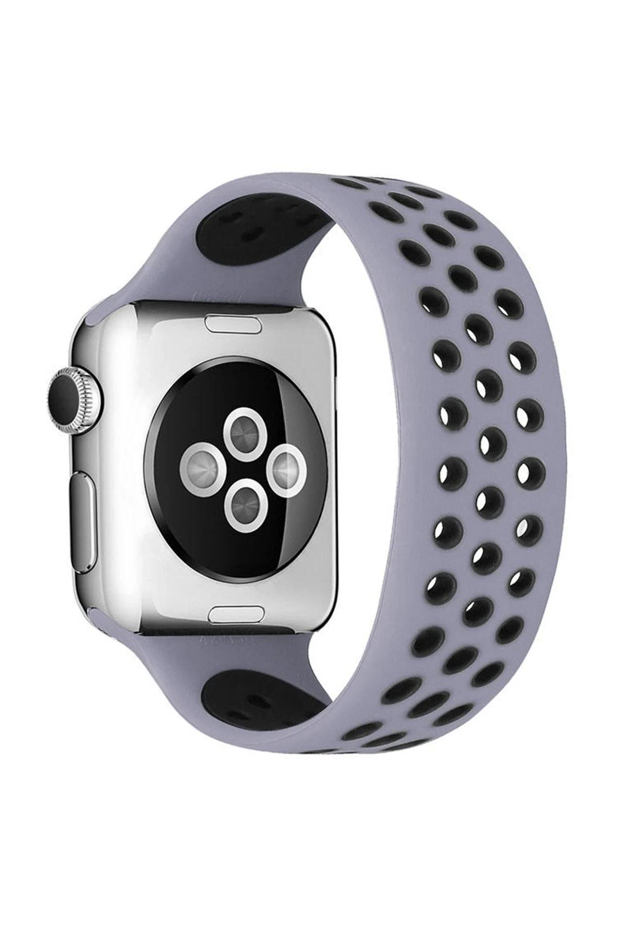 newface-apple-watch-42mm-ayarli-delikli-silikon-kordon-gri-siyah-default Uray store Apple Watch 42mm Ayarlı Delikli Silikon Kordon - Gri-Siyah - Görsel 1
