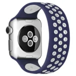 Uray store Apple Watch 42mm Ayarlı Delikli Silikon Kordon - Lacivert-Beyaz