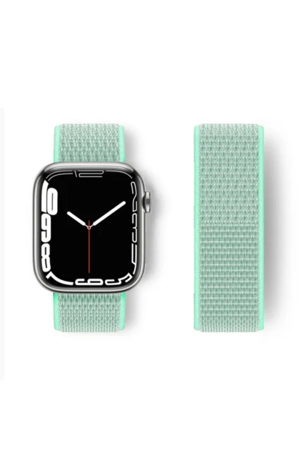 Uray store Apple Watch 42mm Hasırlı Cırtcırtlı Kordon - Turkuaz