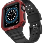 Uray store Apple Watch 42mm KR401 Silikon Kordon - Siyah-Kırmızı