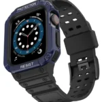 Uray store Apple Watch 42mm KR401 Silikon Kordon - Siyah-Mavi