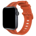 Uray store Apple Watch 42mm KR408 Çizgili Silikon Kordon - Turuncu