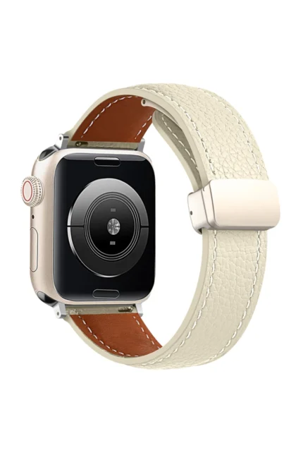 Uray store Apple Watch 42mm KR414 Daks Deri Kordon - Beyaz
