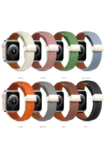 Uray store Apple Watch 42mm KR414 Daks Deri Kordon - Koyu Yeşil - Görsel 2