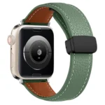 Uray store Apple Watch 42mm KR414 Daks Deri Kordon - Koyu Yeşil