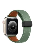 Uray store Apple Watch 42mm KR414 Daks Deri Kordon - Koyu Yeşil