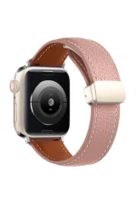 Uray store Apple Watch 42mm KR414 Daks Deri Kordon - Pembe