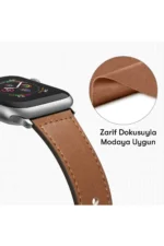 Uray store Apple Watch 42mm KR415 Luaz Deri Kordon - Kırmızı - Görsel 3