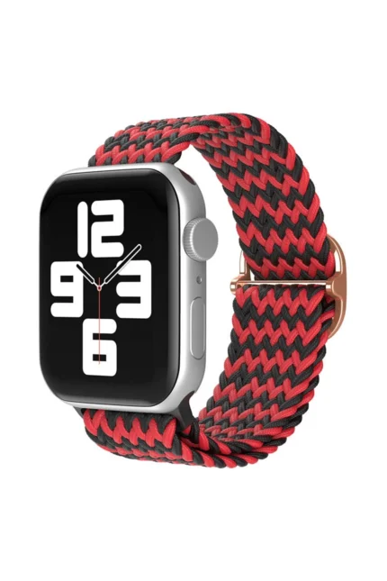 Uray store Apple Watch 42mm Star Kordon - Zigzag Kırmızı-Siyah
