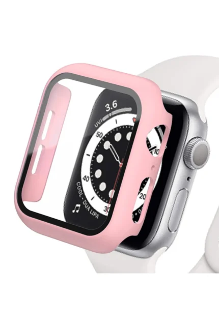 Uray store Apple Watch 44mm Camlı Kasa Ekran Koruyucu - Rose