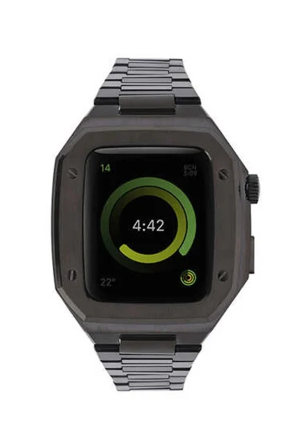 Uray store Apple Watch 44mm Metal Petek Kasalı Kordon - Siyah