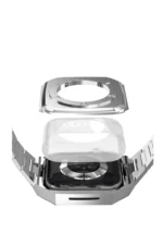 Uray store Apple Watch 45mm Metal Petek Kasalı Kordon - Gümüş - Görsel 3