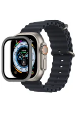 Uray store Apple Watch Ultra 49mm Alüminyum Kasa Cam Ekran Koruyucu - Gri