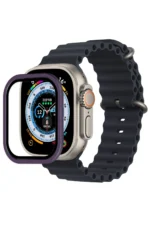 Uray store Apple Watch Ultra 49mm Alüminyum Kasa Cam Ekran Koruyucu - Mor
