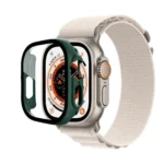 Uray store Apple Watch Ultra 49mm Desert Camlı Kasa Ekran Koruyucu - Koyu Yeşil