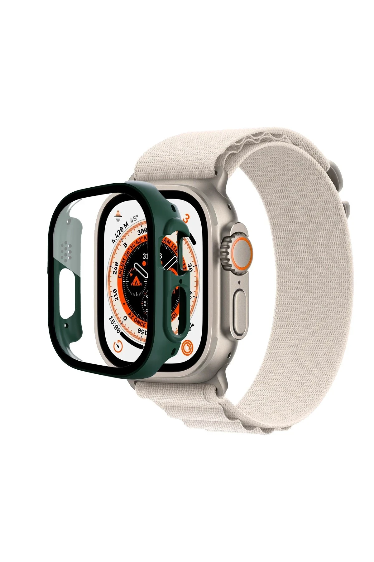 newface-apple-watch-ultra-49mm-desert-camli-kasa-ekran-koruyucu-koyu-yesil-default Uray store Apple Watch Ultra 49mm Desert Camlı Kasa Ekran Koruyucu - Koyu Yeşil - Görsel 1