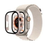 Uray store Apple Watch Ultra 49mm Desert Camlı Kasa Ekran Koruyucu - Metalik Gold