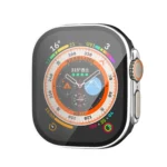 Uray store Apple Watch Ultra 49mm Legend Camlı Kasa Ekran Koruyucu - Siyah-Gümüş