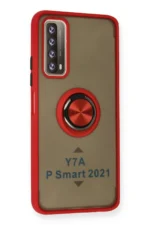 Uray store Huawei P Smart 2021 Kılıf Montreal Yüzüklü Silikon Kapak - Kırmızı - Görsel 2