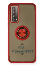 Uray store Huawei P Smart 2021 Kılıf Montreal Yüzüklü Silikon Kapak - Kırmızı