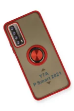 Uray store Huawei P Smart 2021 Kılıf Montreal Yüzüklü Silikon Kapak - Kırmızı - Görsel 3
