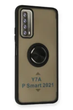 Uray store Huawei P Smart 2021 Kılıf Montreal Yüzüklü Silikon Kapak - Siyah - Görsel 2