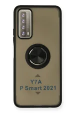Uray store Huawei P Smart 2021 Kılıf Montreal Yüzüklü Silikon Kapak - Siyah