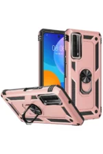 Uray store Huawei P Smart 2021 Kılıf Sofya Yüzüklü Silikon Kapak - Rose - Görsel 2