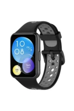 Uray store Huawei Watch Fit 2 Spor Delikli Kordon - Siyah-Gri