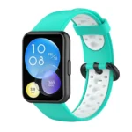Uray store Huawei Watch Fit 2 Spor Delikli Kordon - Turkuaz-Beyaz