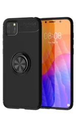 Uray store Huawei Y5P Kılıf Range Yüzüklü Silikon - Siyah